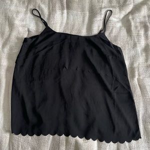 City Chic Size L/20 Solid Black Tank Top Scalloped Edge BNWOT